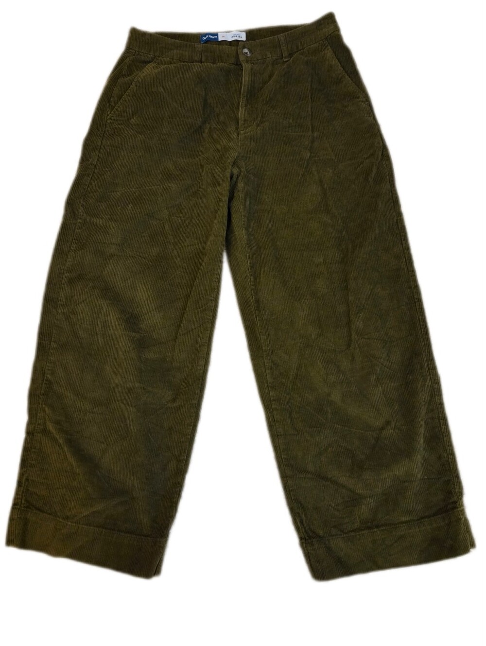 Old Navy Olive Green Corduroy Wide Leg High Rise Pants Cotton Fall Plus Size 14